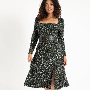 Eloquii Puff Sleeve Square Neck Midi Dress